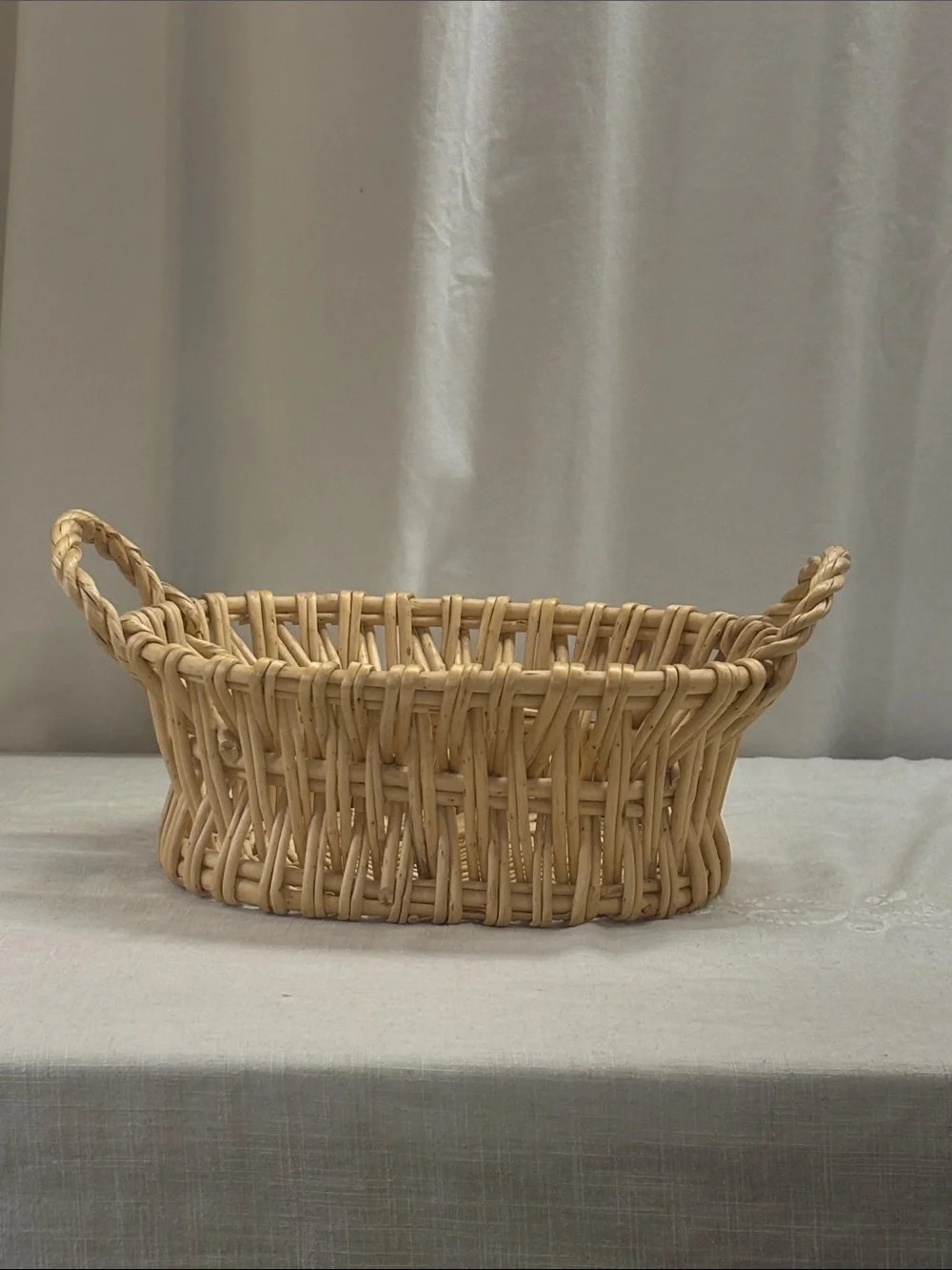 Wicker Basket with Handles - Natural Tan